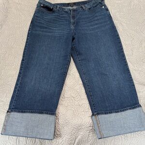 Banana Republic Factory Dark Blue Straight-Leg Cuffed Jeans